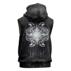 New Zealand Matariki Sleeveless Zip Hoodie Maori Moko Black Galaxy