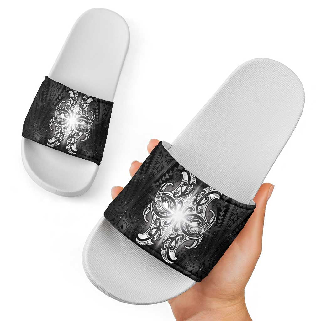 New Zealand Matariki Slide Sandals Maori Moko Black Galaxy