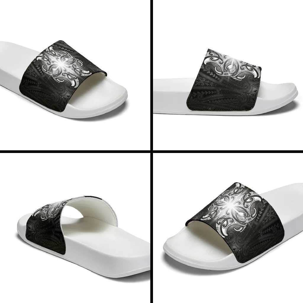 New Zealand Matariki Slide Sandals Maori Moko Black Galaxy