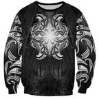 New Zealand Matariki Sweatshirt Maori Moko Black Galaxy