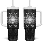 New Zealand Matariki Tumbler With Handle Maori Moko Black Galaxy