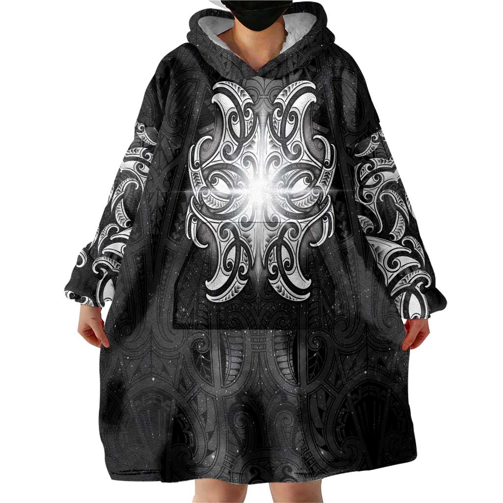 New Zealand Matariki Wearable Blanket Hoodie Maori Moko Black Galaxy