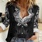 New Zealand Matariki Women Casual Shirt Maori Moko Black Galaxy