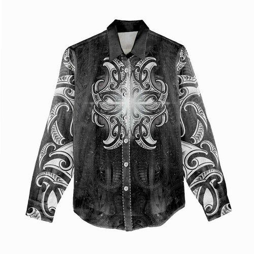 New Zealand Matariki Women Casual Shirt Maori Moko Black Galaxy