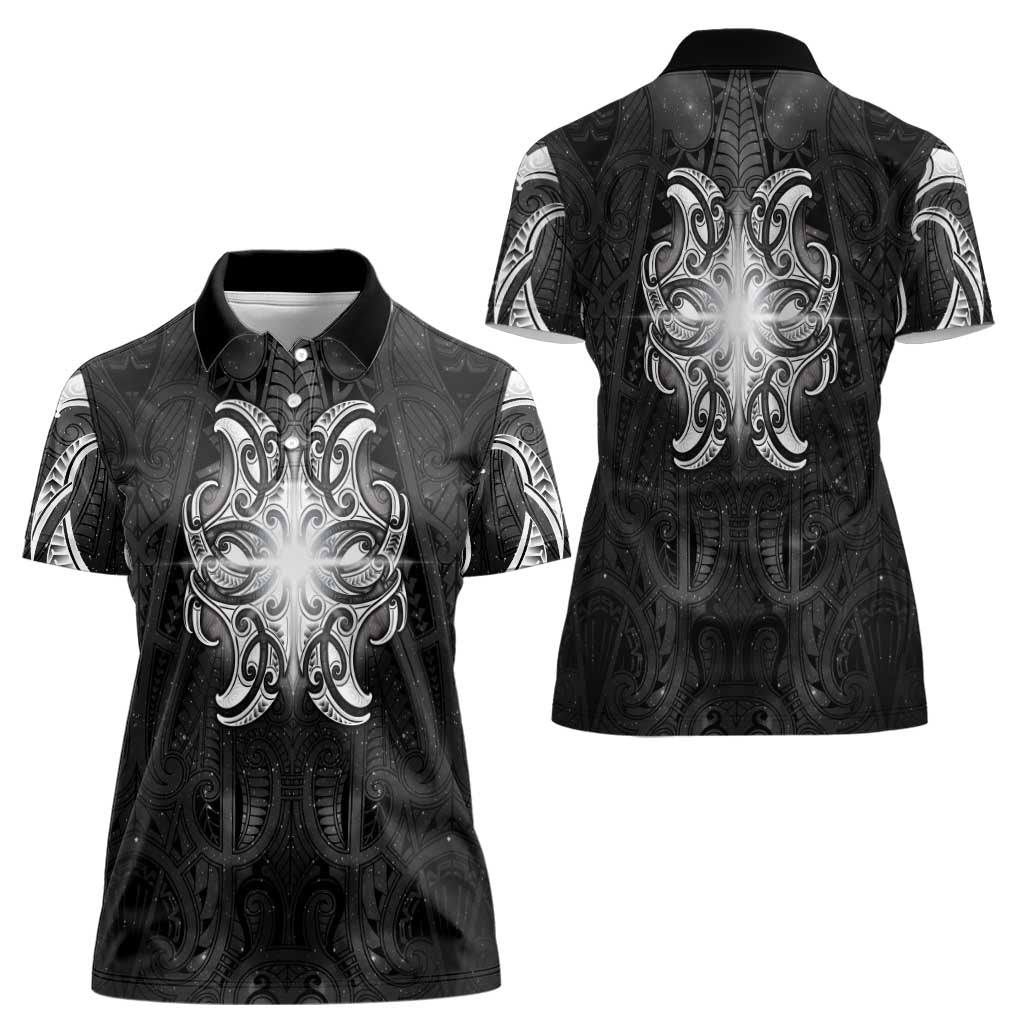 New Zealand Matariki Women Polo Shirt Maori Moko Black Galaxy