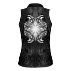 New Zealand Matariki Women Sleeveless Polo Shirt Maori Moko Black Galaxy