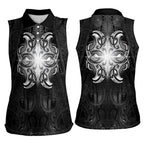 New Zealand Matariki Women Sleeveless Polo Shirt Maori Moko Black Galaxy