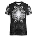 New Zealand Matariki Women V-Neck T-Shirt Maori Moko Black Galaxy