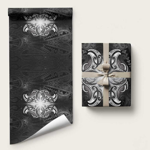 New Zealand Matariki Wrapping Paper Maori Moko Black Galaxy
