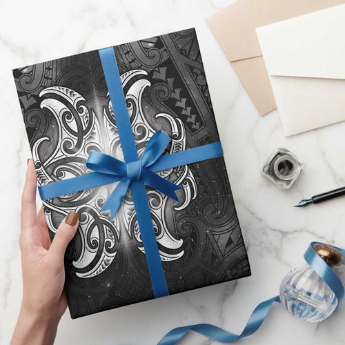 New Zealand Matariki Wrapping Paper Maori Moko Black Galaxy