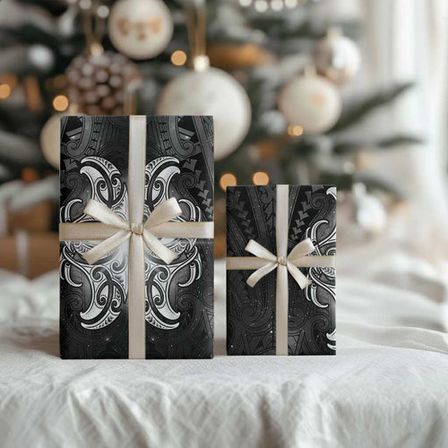 New Zealand Matariki Wrapping Paper Maori Moko Black Galaxy