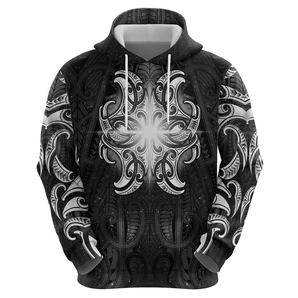 New Zealand Matariki Zip Hoodie Maori Moko Black Galaxy