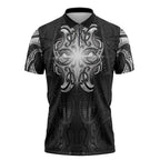 New Zealand Matariki Zipper Polo Shirt Maori Moko Black Galaxy