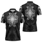 New Zealand Matariki Zipper Polo Shirt Maori Moko Black Galaxy