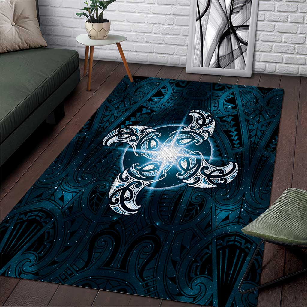 New Zealand Matariki Waita Area Rug Maori Moko Dark Blue Galaxy
