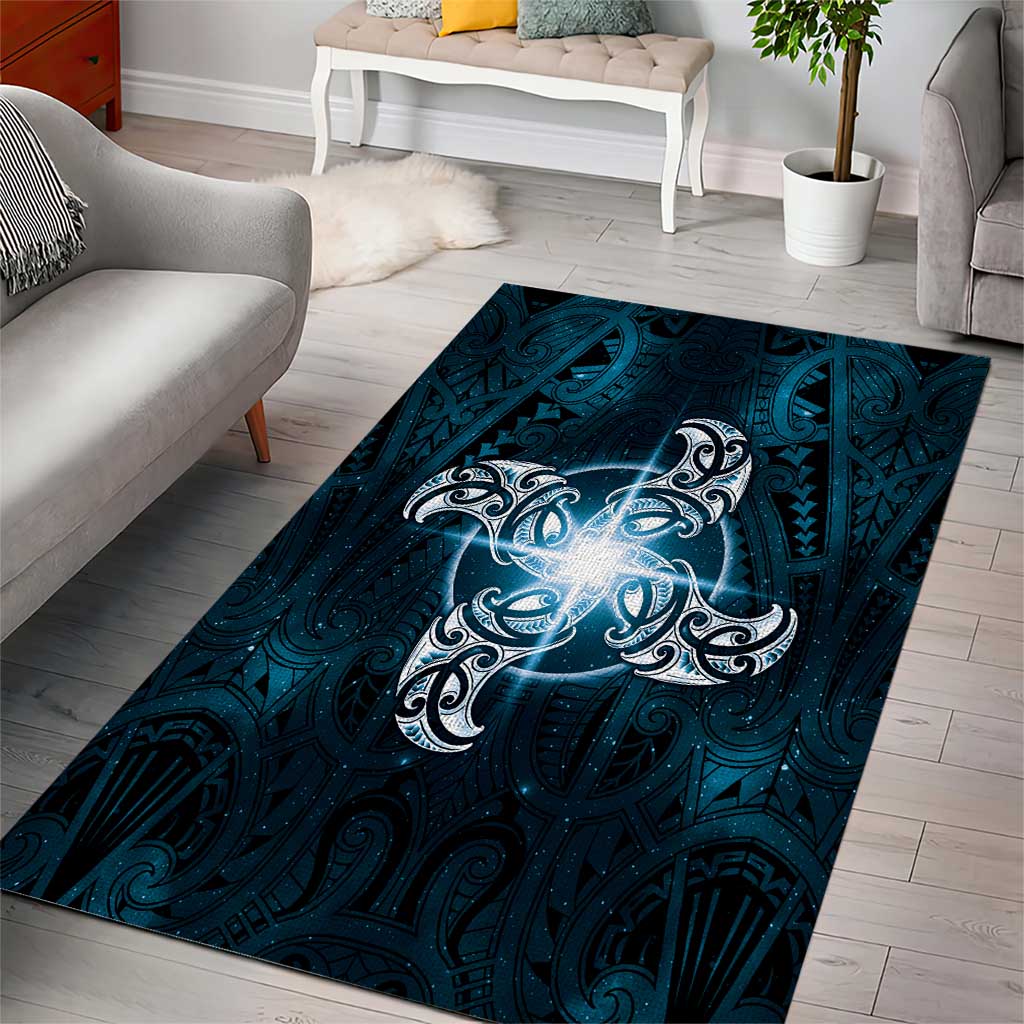 New Zealand Matariki Waita Area Rug Maori Moko Dark Blue Galaxy