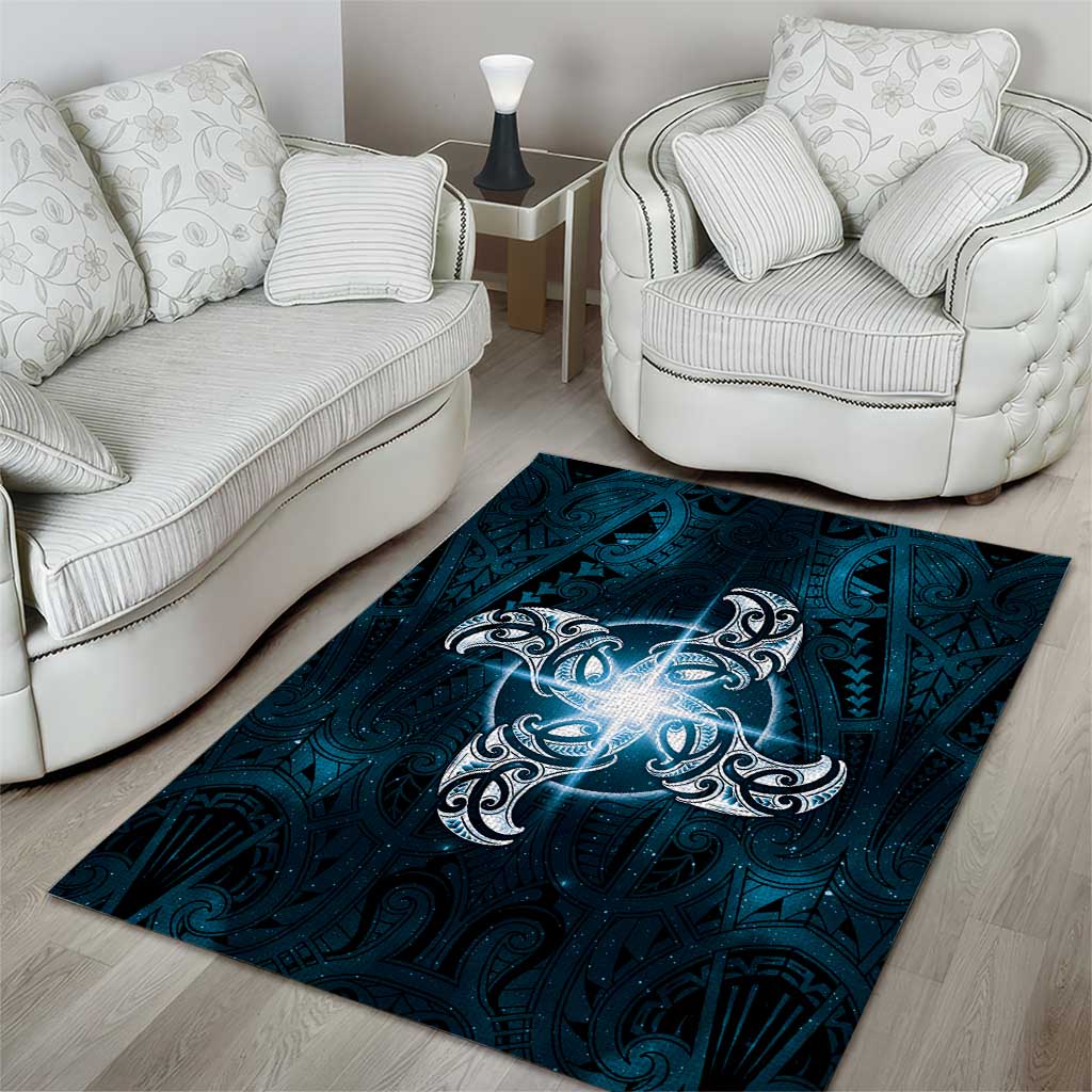 New Zealand Matariki Waita Area Rug Maori Moko Dark Blue Galaxy