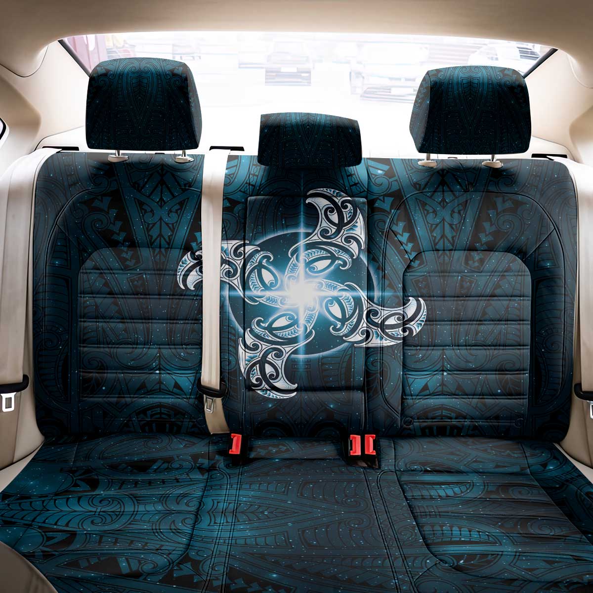 New Zealand Matariki Waita Back Car Seat Cover Maori Moko Dark Blue Galaxy