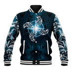 New Zealand Matariki Waita Baseball Jacket Maori Moko Dark Blue Galaxy