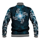 New Zealand Matariki Waita Baseball Jacket Maori Moko Dark Blue Galaxy