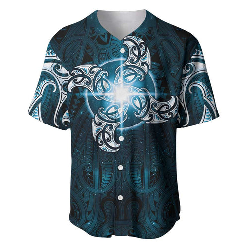New Zealand Matariki Waita Baseball Jersey Maori Moko Dark Blue Galaxy
