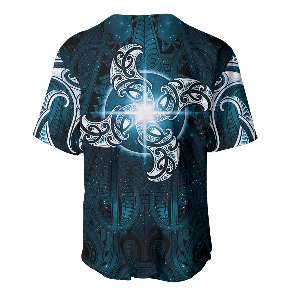 New Zealand Matariki Waita Baseball Jersey Maori Moko Dark Blue Galaxy