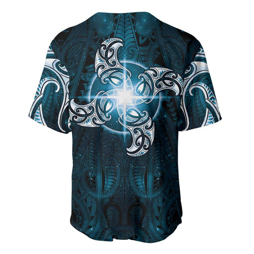 New Zealand Matariki Waita Baseball Jersey Maori Moko Dark Blue Galaxy