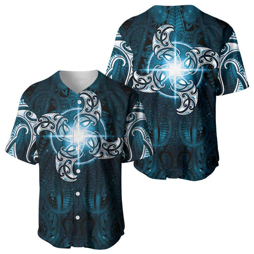 New Zealand Matariki Waita Baseball Jersey Maori Moko Dark Blue Galaxy