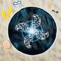 New Zealand Matariki Waita Beach Blanket Maori Moko Dark Blue Galaxy