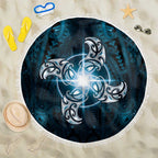 New Zealand Matariki Waita Beach Blanket Maori Moko Dark Blue Galaxy