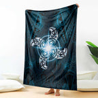 New Zealand Matariki Waita Blanket Maori Moko Dark Blue Galaxy