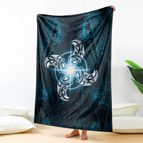 New Zealand Matariki Waita Blanket Maori Moko Dark Blue Galaxy