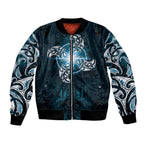 New Zealand Matariki Waita Bomber Jacket Maori Moko Dark Blue Galaxy