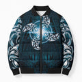 New Zealand Matariki Waita Bomber Puffer Jacket Maori Moko Dark Blue Galaxy