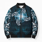 New Zealand Matariki Waita Bomber Puffer Jacket Maori Moko Dark Blue Galaxy