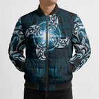 New Zealand Matariki Waita Bomber Puffer Jacket Maori Moko Dark Blue Galaxy