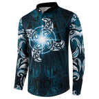 New Zealand Matariki Waita Button Sweatshirt Maori Moko Dark Blue Galaxy