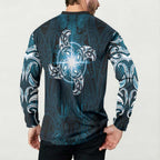 New Zealand Matariki Waita Button Sweatshirt Maori Moko Dark Blue Galaxy