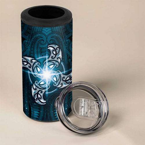 New Zealand Matariki Waita 4 in 1 Can Cooler Tumbler Maori Moko Dark Blue Galaxy