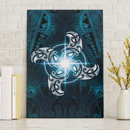 New Zealand Matariki Waita Canvas Wall Art Maori Moko Dark Blue Galaxy