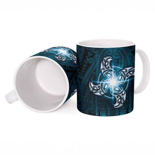 New Zealand Matariki Waita Ceramic Mug Maori Moko Dark Blue Galaxy