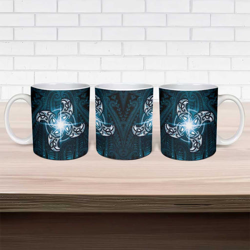 New Zealand Matariki Waita Ceramic Mug Maori Moko Dark Blue Galaxy