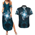 New Zealand Matariki Waita Couples Matching Summer Maxi Dress and Hawaiian Shirt Maori Moko Dark Blue Galaxy