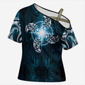 New Zealand Matariki Waita Cross Shoulder Shirt Maori Moko Dark Blue Galaxy