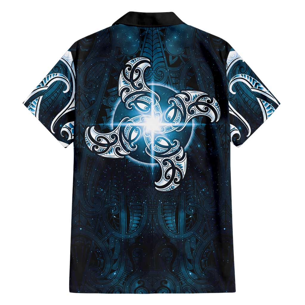 New Zealand Matariki Waita Family Matching Long Sleeve Bodycon Dress and Hawaiian Shirt Maori Moko Dark Blue Galaxy