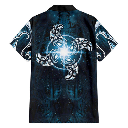 New Zealand Matariki Waita Family Matching Long Sleeve Bodycon Dress and Hawaiian Shirt Maori Moko Dark Blue Galaxy