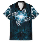 New Zealand Matariki Waita Family Matching Off The Shoulder Long Sleeve Dress and Hawaiian Shirt Maori Moko Dark Blue Galaxy