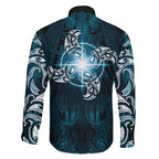 New Zealand Matariki Waita Family Matching Off Shoulder Maxi Dress and Hawaiian Shirt Maori Moko Dark Blue Galaxy