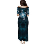 New Zealand Matariki Waita Family Matching Puletasi and Hawaiian Shirt Maori Moko Dark Blue Galaxy
