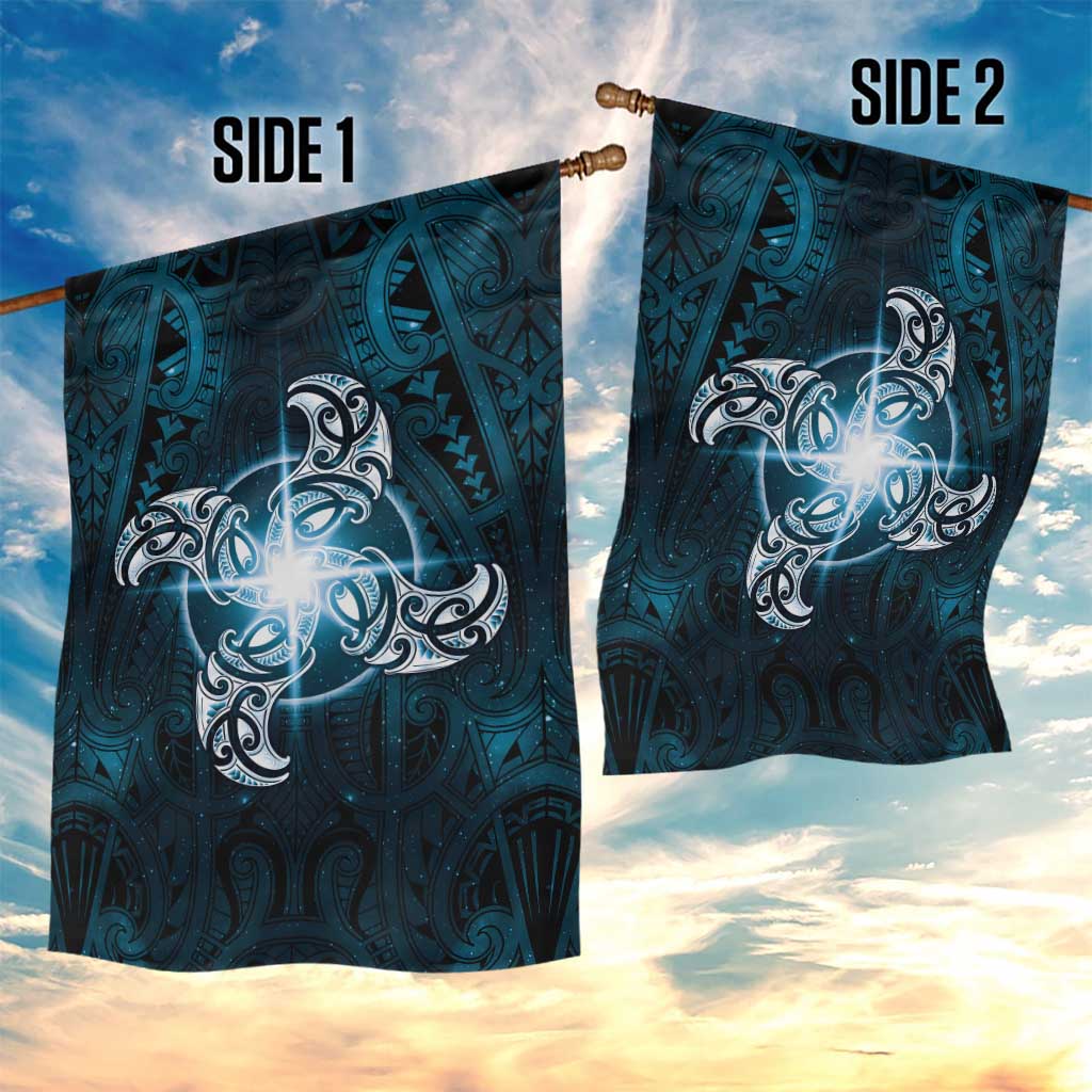 New Zealand Matariki Waita Garden Flag Maori Moko Dark Blue Galaxy